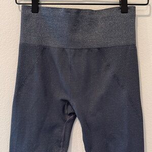 Athleta Shimmer Seamless Tights Navy Leggings Silver Shine Size Medium